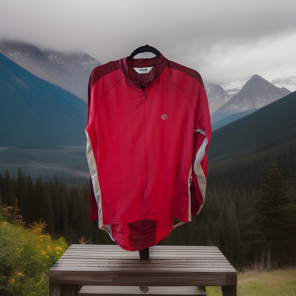 Pearl Izumi Men's Cycling Shirt Red Size XL Pullover‎ 3/4 Zip Long Sleeve
